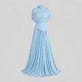 Catherine | Maxi Dress Asymmetrical Pleated, Baby-Blue Long Dress for Women