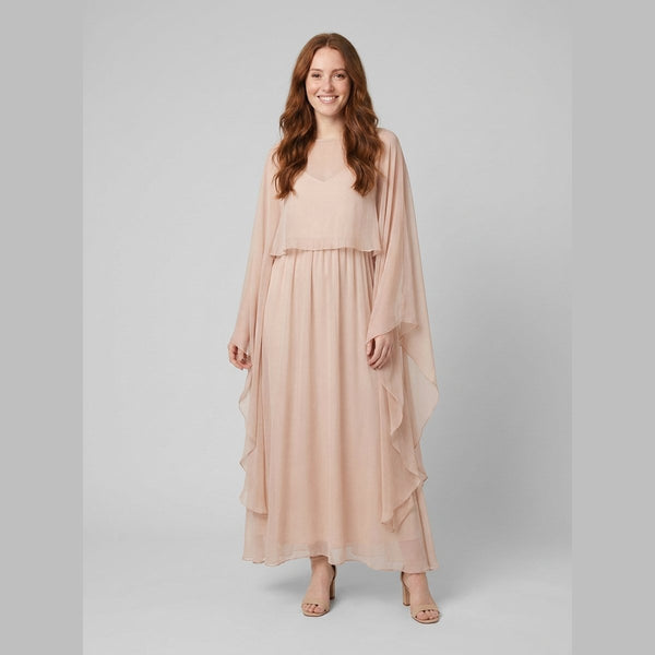 Cindy chiffon maxi dress blush pink on model