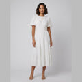 Citrine | Women's Dress Lightweight Cotton Midi with Balloon Sleeves