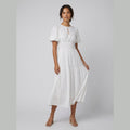 Citrine | Women's Dress Lightweight Cotton Midi with Balloon Sleeves