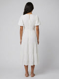 Citrine | Women's Dress Lightweight Cotton Midi with Balloon Sleeves