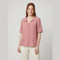 Cleo cotton-linen blouse rose pink on model