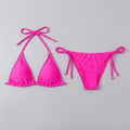 Bright pink bikini set front flat-lay