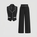 Cora Blazer Set for Women | Regular Fit, Contrast Piping, Slight Stretch
