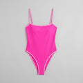 Hot pink one-piece swimsuit front flat-lay