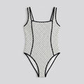 Polka dot one-piece swimsuit front flat-lay