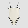 White one-piece swimsuit front flat-lay