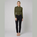 Cora crossover-collar top army green on model