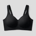 Black wireless full-coverage bra flat-lay
