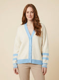Crisp Cardigan blue trim front