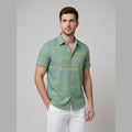 Crisp | Mens Short Sleeve Button Up Silk-Feel, Geometric Pattern