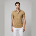 Crisp | Mens Short Sleeve Button Up Silk-Feel, Geometric Pattern