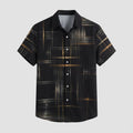 Crisp | Mens Short Sleeve Button Up Silk-Feel, Geometric Pattern