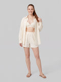 Cynthia summer set cream three-piece on model