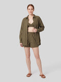 Cynthia summer set olive green three-piece on model