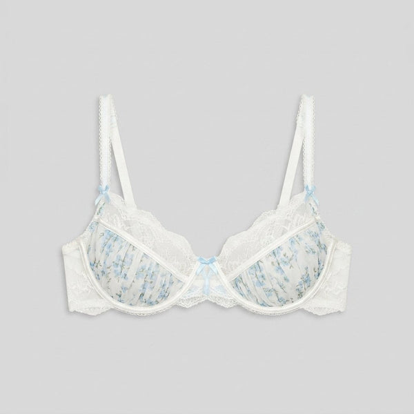 Dahlia Balcony Bra floral chiffon front flat-lay