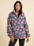 Daisy oversized sherpa sweater pink daisy print