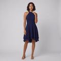 Dakota halter ruffle dress navy blue