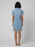 Dara | Denim Dress Vintage Loose Fit, Mini Length with Tassel Details