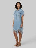 Dara | Denim Dress Vintage Loose Fit, Mini Length with Tassel Details