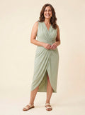 Dara draped front midi dress light green