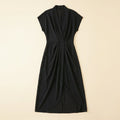 Dara | Women's Dress Draped Front, Midi Length, Side Slit