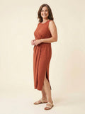 Dara draped front midi dress rust