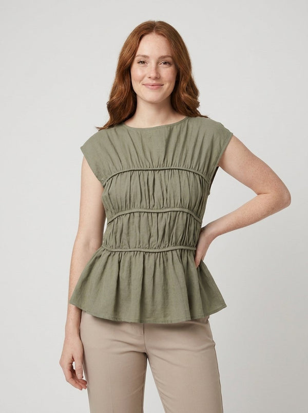 Dashi peplum top green