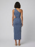 Dazzle | Midi Dress One Shoulder, Asymmetrical Cut-Out, Denim