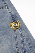 Dazzle | Wide Leg Jeans Denim with Metallic Decor