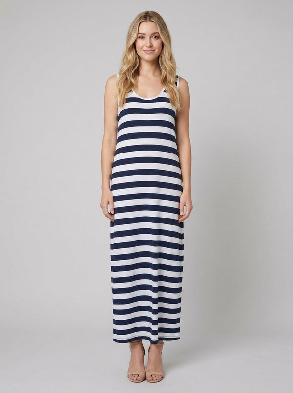 Dewey nautical stripe maxi dress front