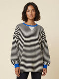 Dorie striped sweater black white on model