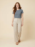 Elise everyday cotton tee slate blue on model