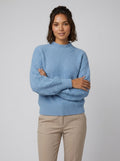 Ella cozy knit sweater light blue on model