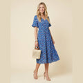 Elysia floral midi dress royal blue
