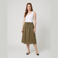 Elysia linen A-line skirt khaki
