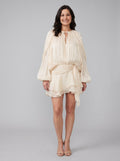 Elysia pleated mini cocktail dress cream front
