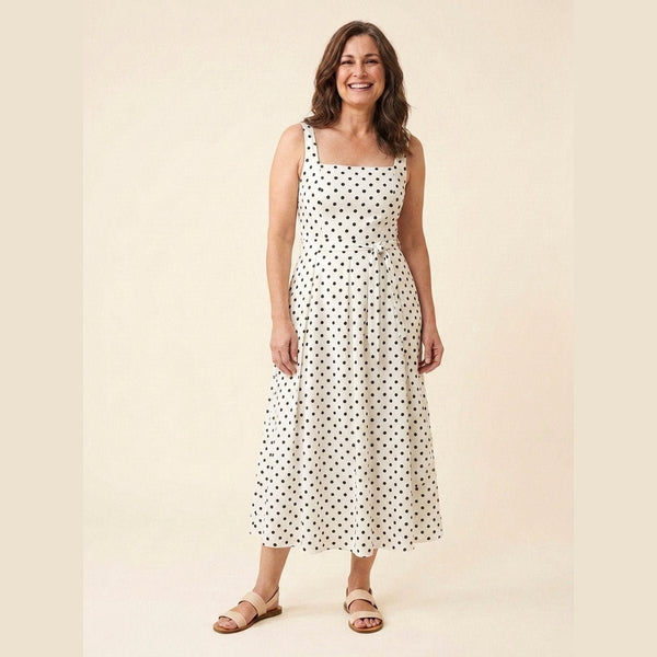 Elysia polka dot midi dress front