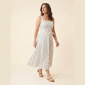 Elysia | Midi Dress Polka Dot Print, Tie-Up Waist, Regular Fit
