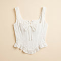 Elysian | Corset Top Broderie Anglaise, Lace-Up Back, Ruffle Trim