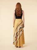 Elysian Maxi Skirt | Satin, Geometric Print for Women, Ankle-Length Long Skirt