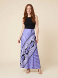 Elysian satin geometric maxi skirt blue