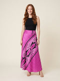 Elysian satin geometric maxi skirt pink