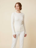 Emie ruffle knit top white