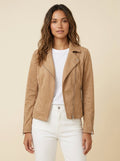 Faux Luxe moto jacket beige