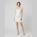 Felicity sequin feather party dress white
