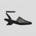 Fiona woven mesh wedge heel black