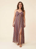 Fiora boho stripe maxi dress front