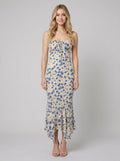 Fleur blue floral print maxi dress front
