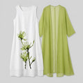 Fleur | Midi Dress Floral Linen & Chiffon Cardigan, Perfect for Summer Weddings and Formal Events